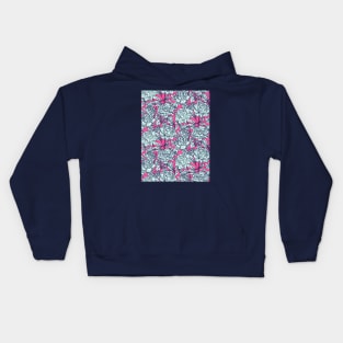 Mint and Hot Pink Leopard Peonies Kids Hoodie